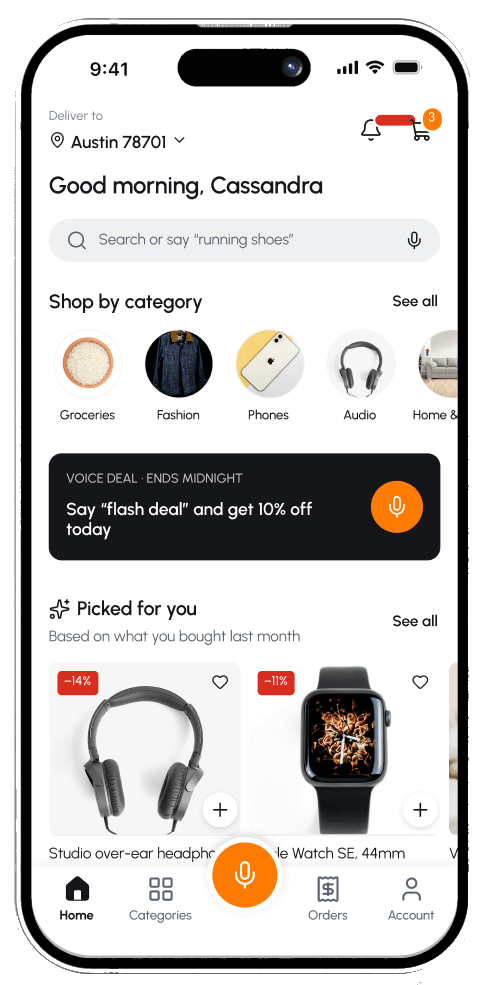 Final Home screen with the mic inside the search bar